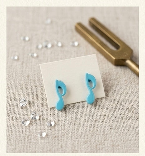 Cute Blue Musical Note Stud Earrings