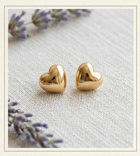 Elegant Gold Heart Stud Earrings