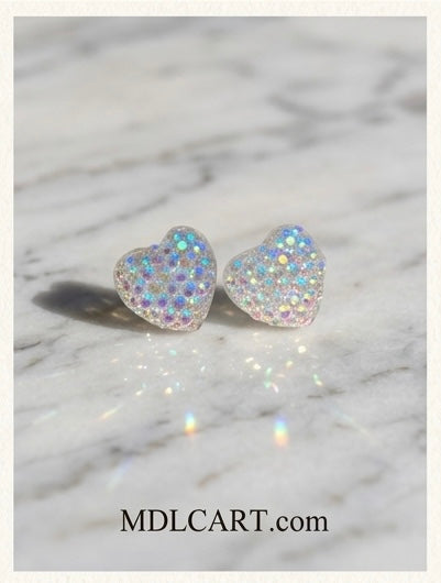 Sparkling Heart Crystal Stud Earrings