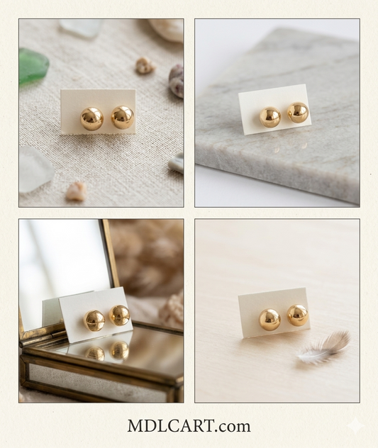 Classic Gold Ball Stud Earrings