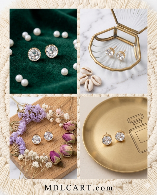 Classic Round Crystal Stud Earrings