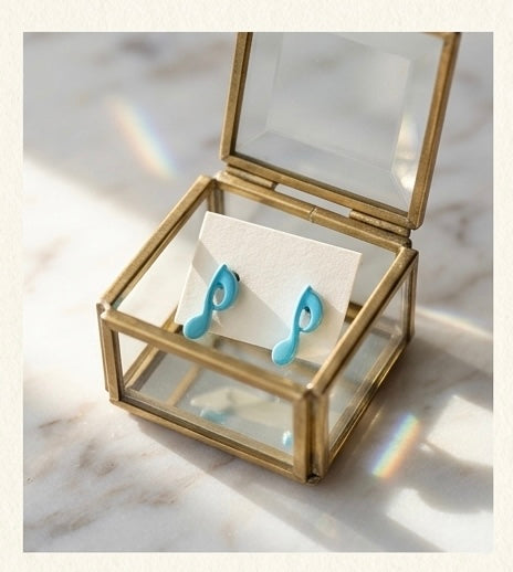 Cute Blue Musical Note Stud Earrings