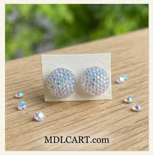 Sparkling Crystal Dome Stud Earrings