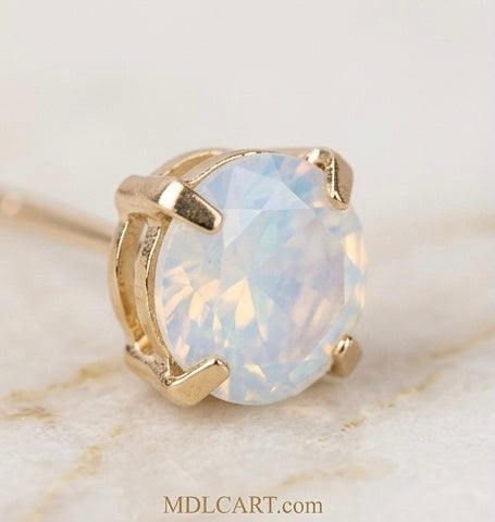 Elegant Opal Stone Gold Stud Earrings