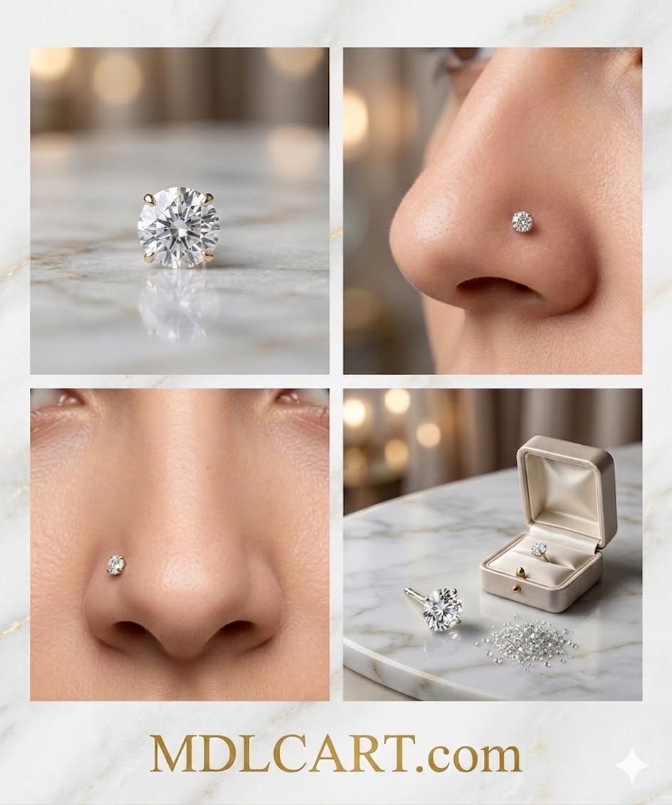 Classic White Crystal Nose Pin for Women