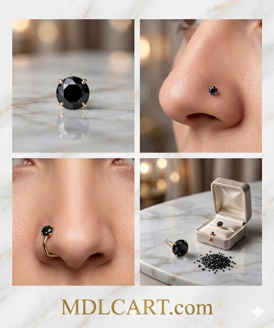 Stylish Black Crystal Nose Pin for Women