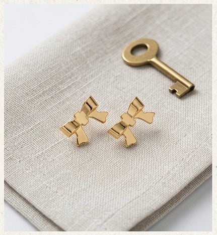 Cute Gold Bow Stud Earrings