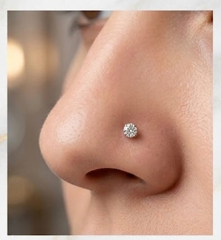 Classic White Crystal Nose Pin for Women