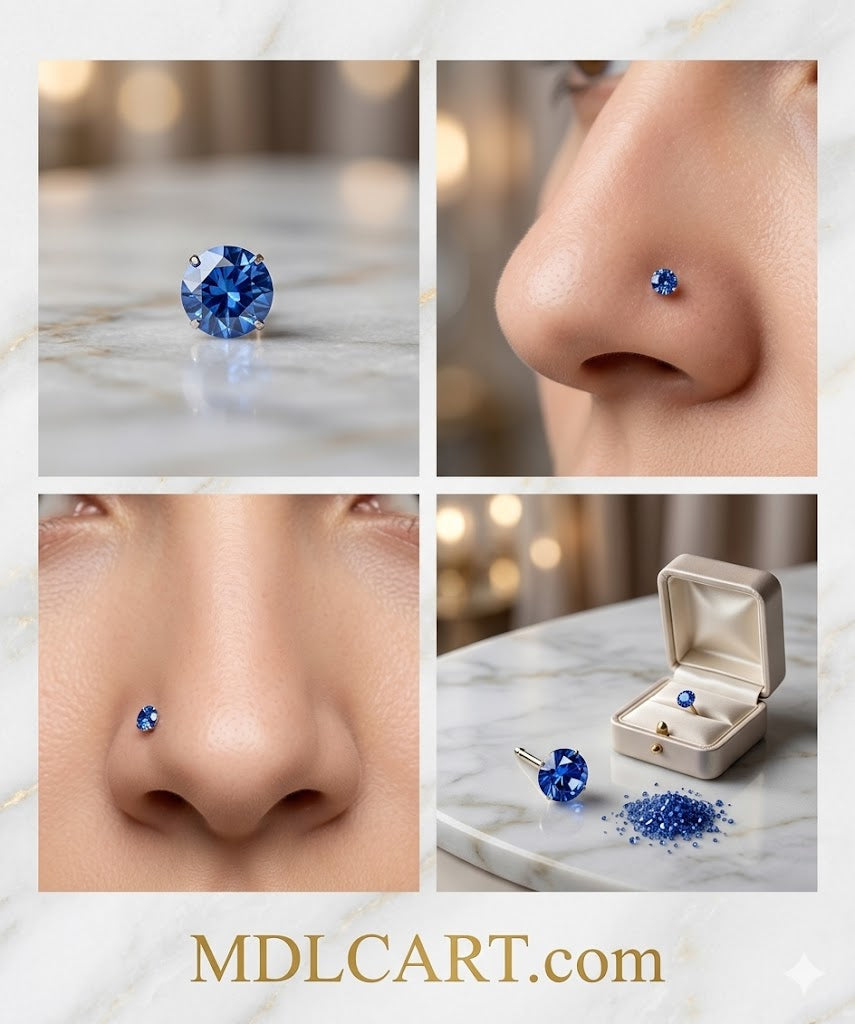 Elegant Blue Stone Nose Pin Stud