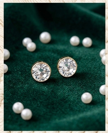 Classic Round Crystal Stud Earrings