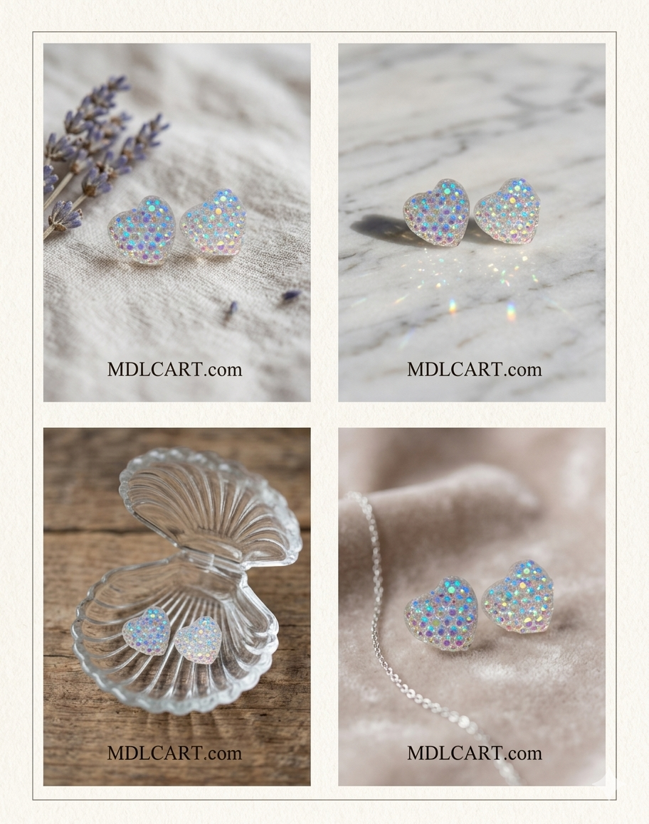 Sparkling Heart Crystal Stud Earrings