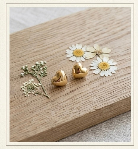 Elegant Gold Heart Stud Earrings