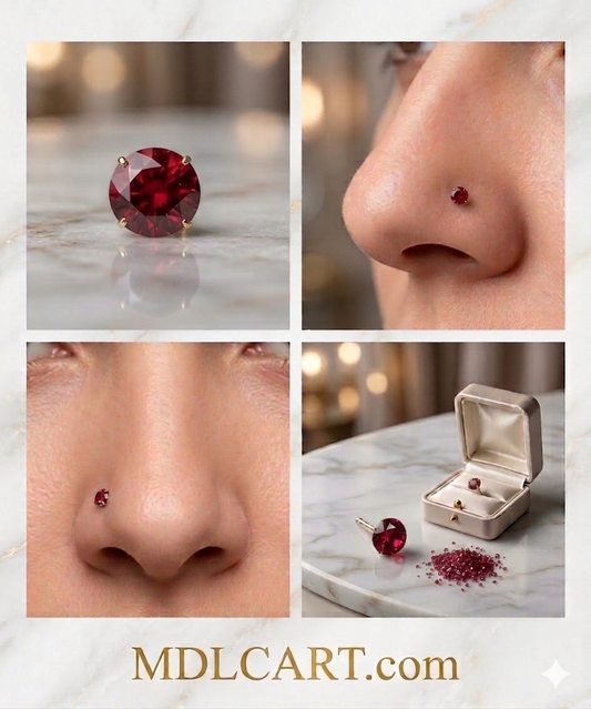 Elegant Red Crystal Nose Pin for Women