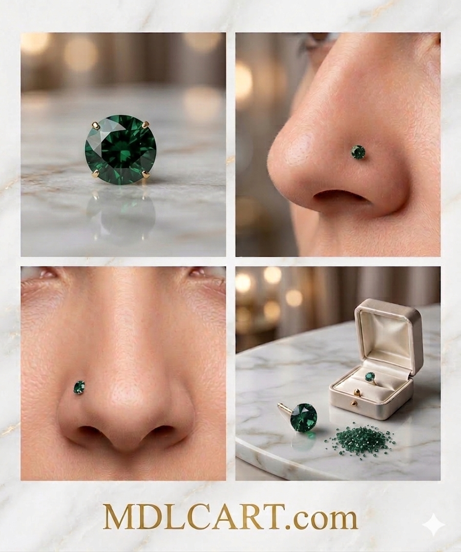 Stylish Green Crystal Nose Pin for Women