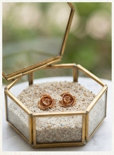 Elegant Gold Rose Stud Earrings