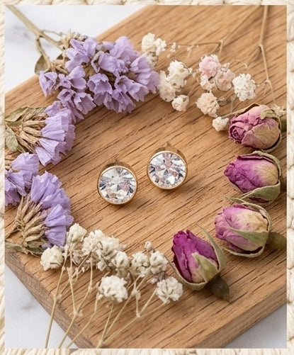 Classic Round Crystal Stud Earrings