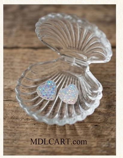 Sparkling Heart Crystal Stud Earrings