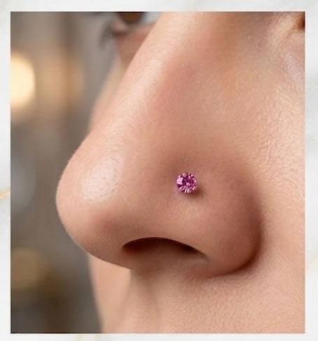 Elegant Pink Crystal Nose Pin for Women