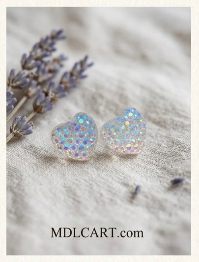 Sparkling Heart Crystal Stud Earrings