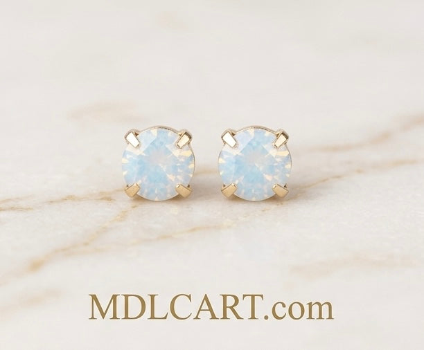 Elegant Opal Stone Gold Stud Earrings