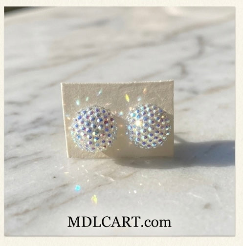 Sparkling Crystal Dome Stud Earrings