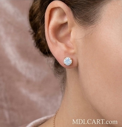 Elegant Opal Stone Gold Stud Earrings