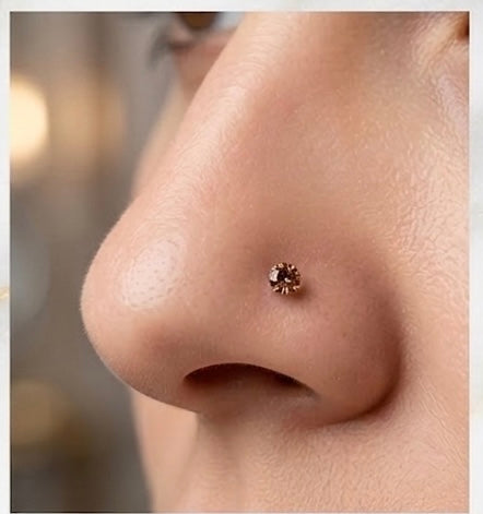 Elegant Brown Crystal Nose Pin for Women