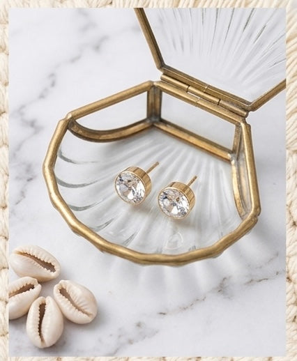 Classic Round Crystal Stud Earrings