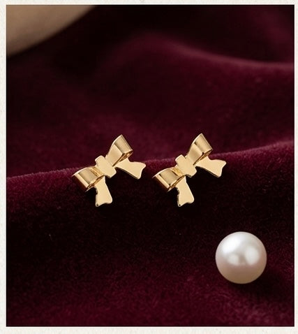 Cute Gold Bow Stud Earrings