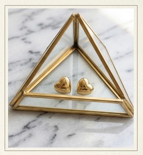 Elegant Gold Heart Stud Earrings