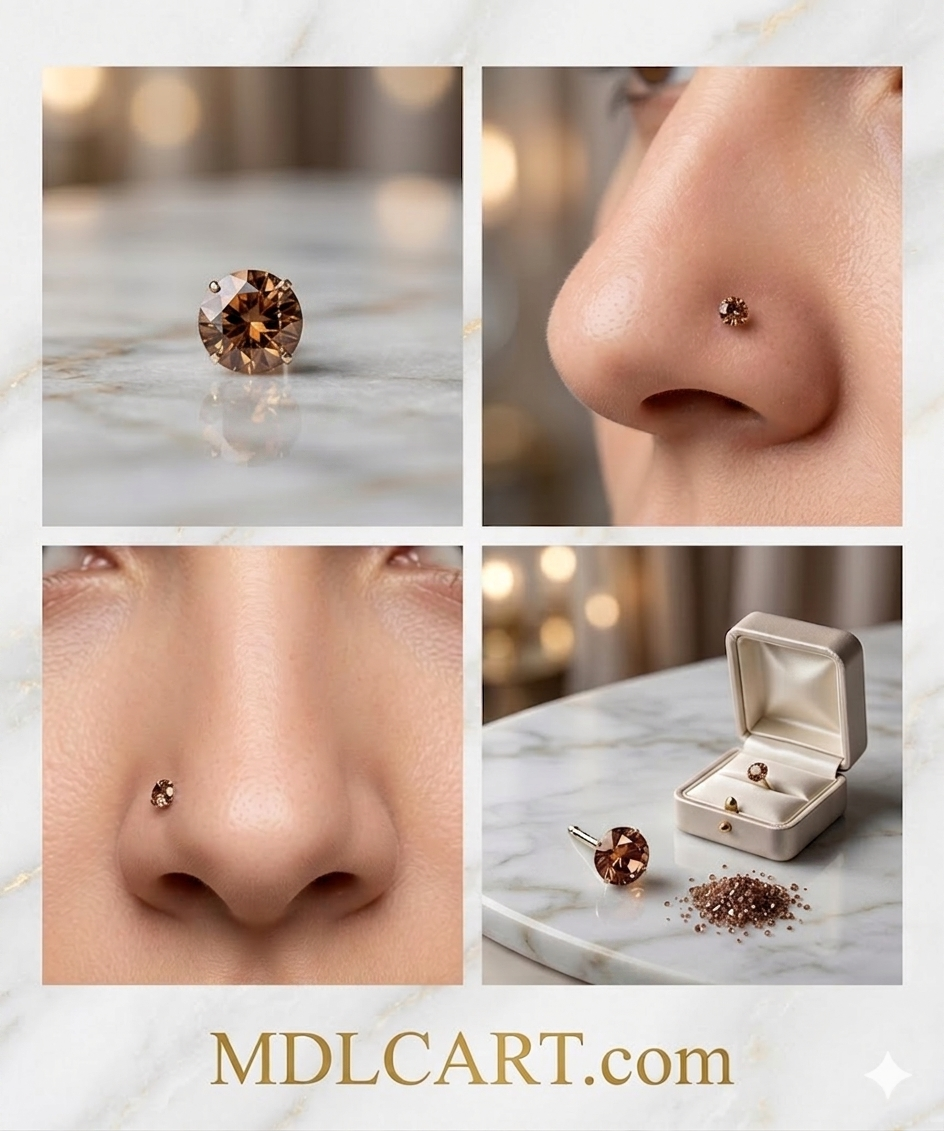 Elegant Brown Crystal Nose Pin for Women