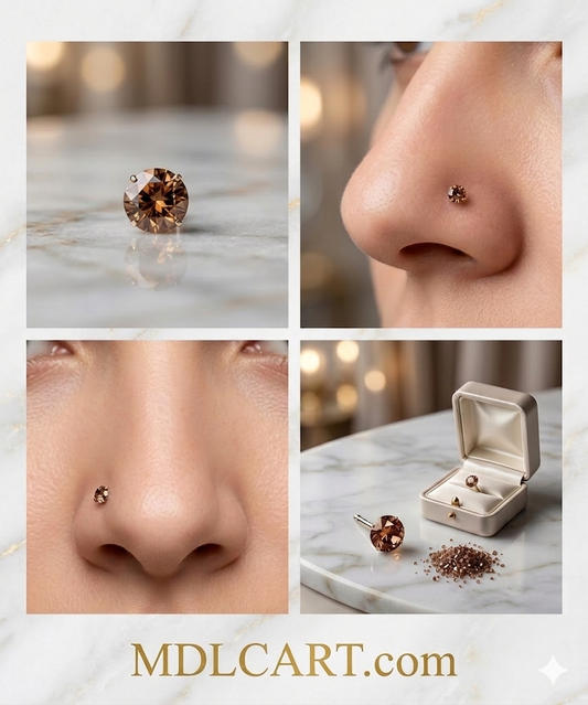 Elegant Brown Crystal Nose Pin for Women