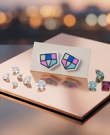 Stylish Multicolor Geometric Stud Earrings