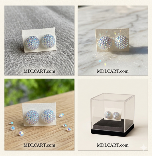 Sparkling Crystal Dome Stud Earrings