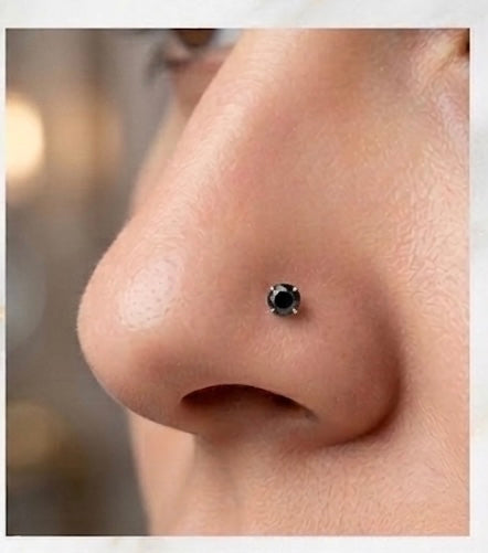 Stylish Black Crystal Nose Pin for Women