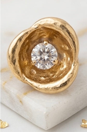 Elegant Floral Crystal Gold Stud Earrings