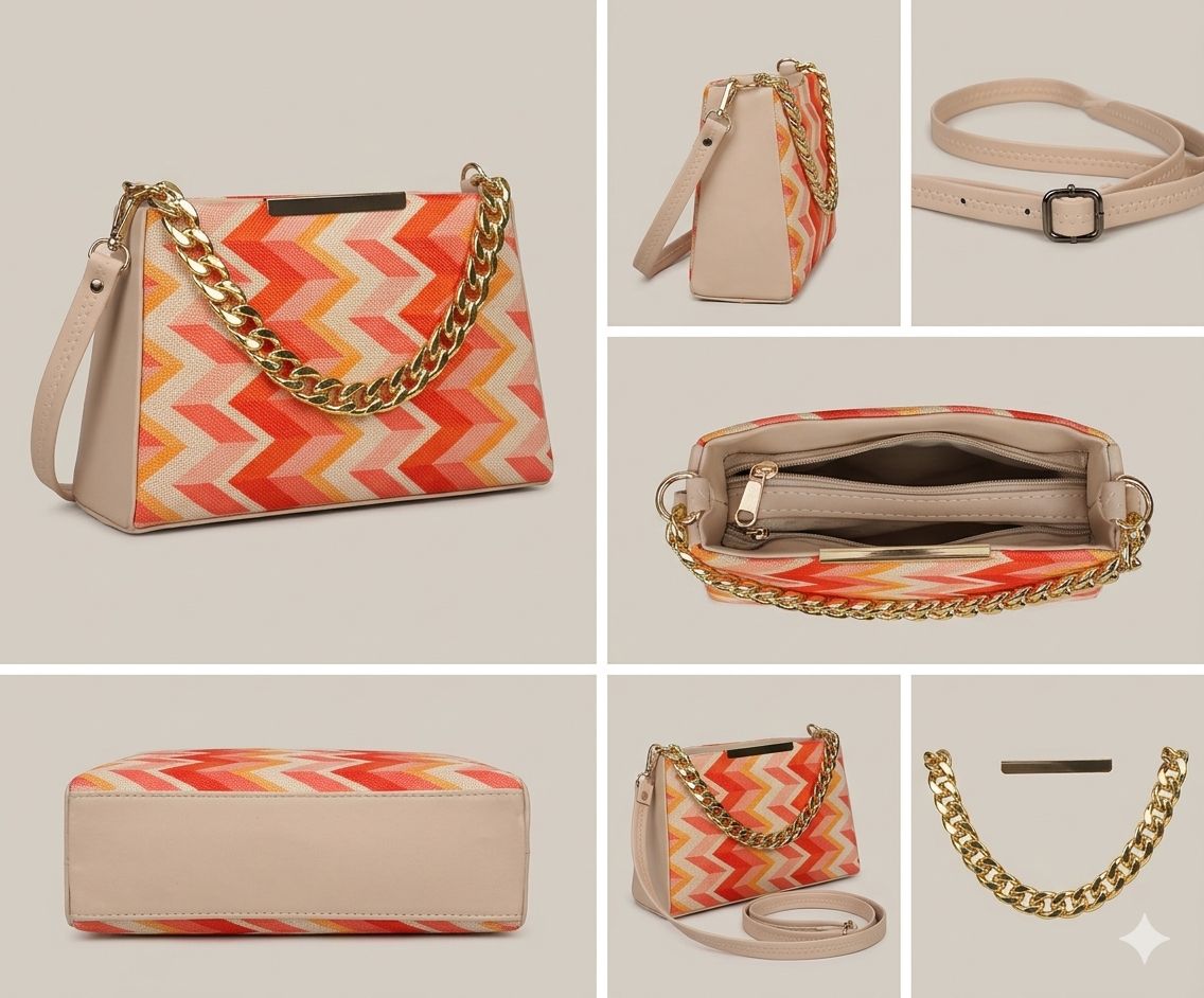 Premium Zigzag Pattern Chain Sling Bag