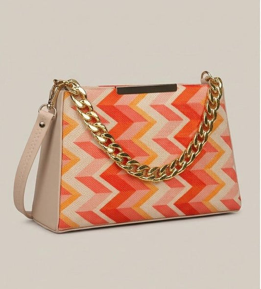Premium Zigzag Pattern Chain Sling Bag