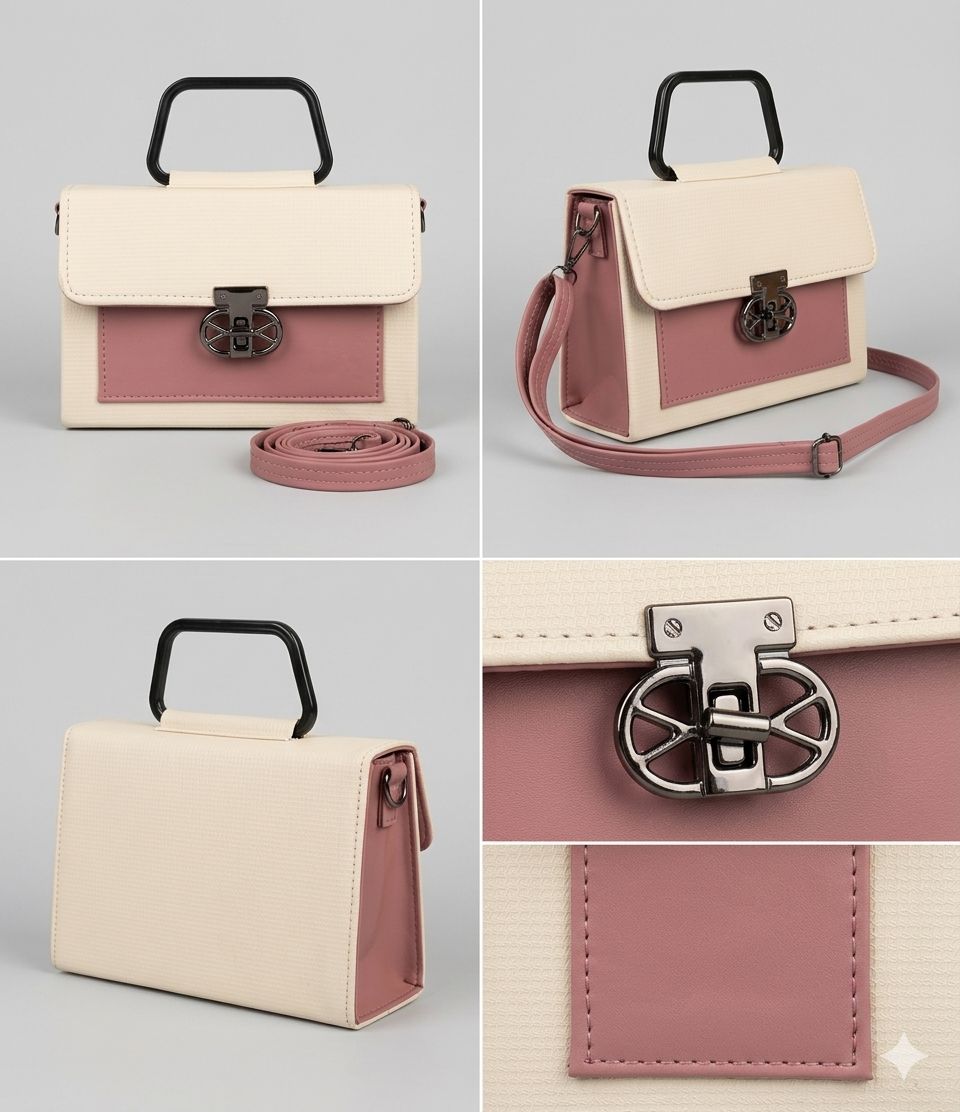 Elegant Dual-Tone Top Handle Sling Bag