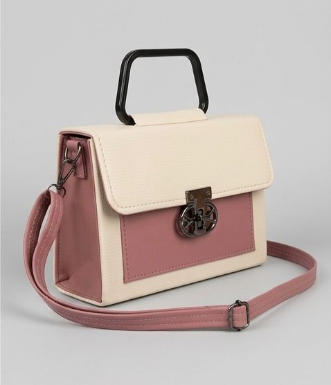 Elegant Dual-Tone Top Handle Sling Bag