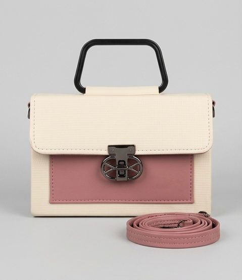 Elegant Dual-Tone Top Handle Sling Bag