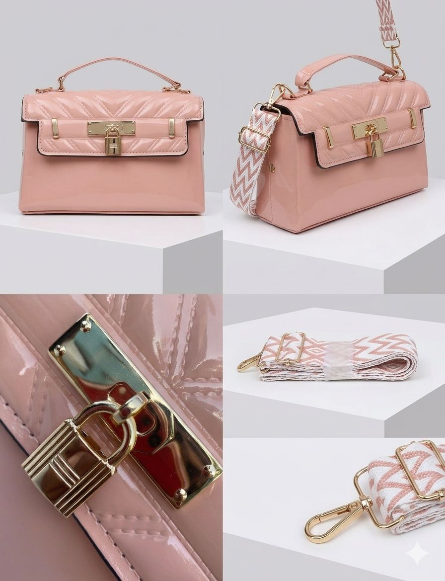 Luxury Patent Finish Top Handle Sling Bag