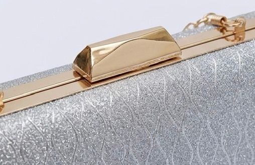 Elegant Gold Metallic Clutch with Chain Strap