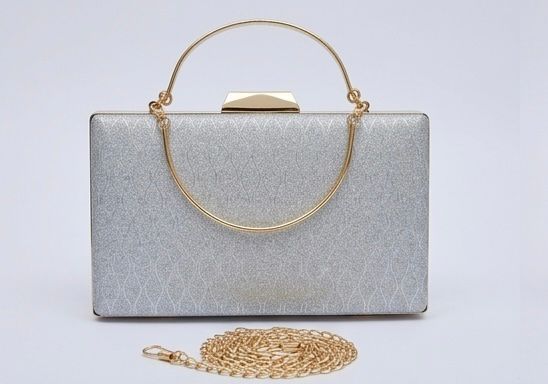 Elegant Gold Metallic Clutch with Chain Strap