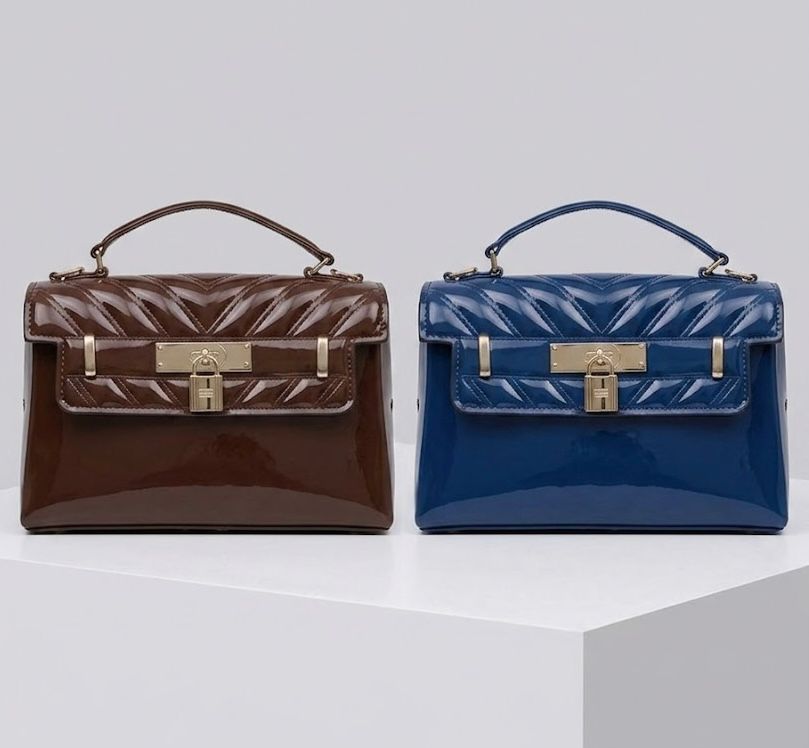 Luxury Patent Finish Top Handle Sling Bag