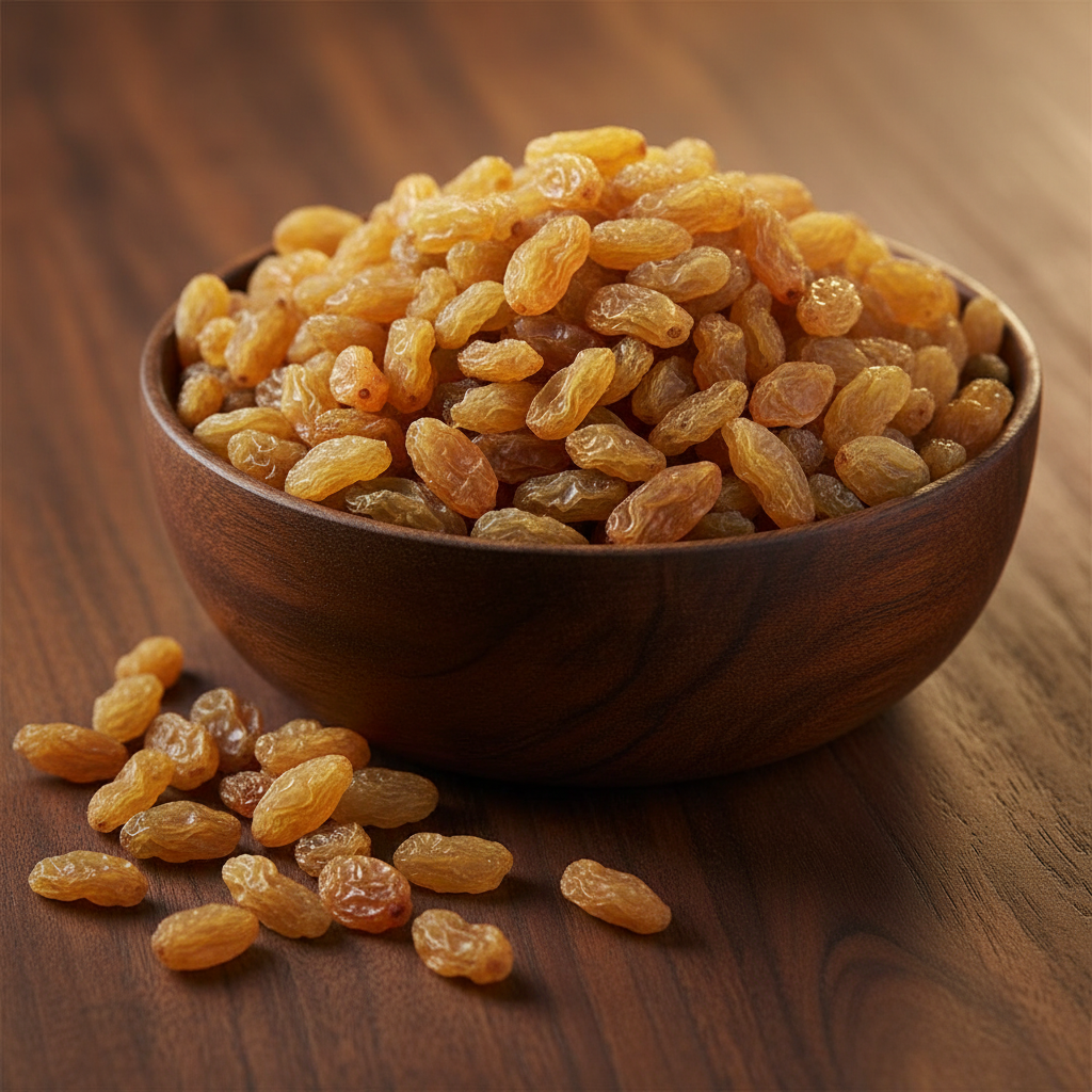 Premium Munakka in wooden bowl